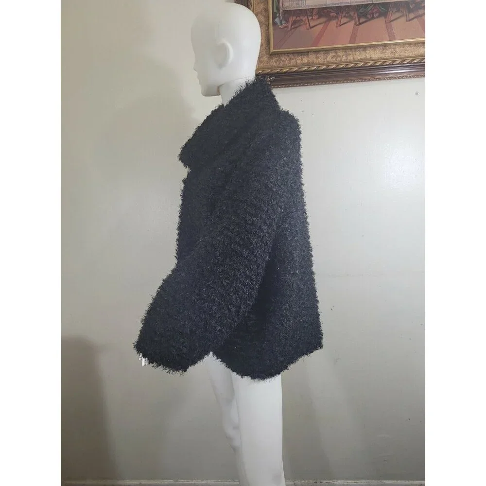 Westbound Womens Size 1 X Long Sleeve Turtleneck Black Silver Fuzzy Sweater 35 - Picture 2 of 7